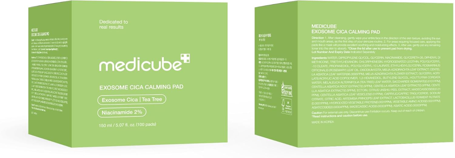 Medicube Exosome Cica Tea Tree Soothing Toning Pads For Sensitive