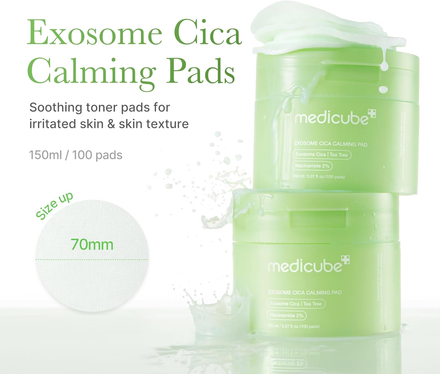 Medicube Exosome Cica Tea Tree Soothing Toning Pads For Sensitive