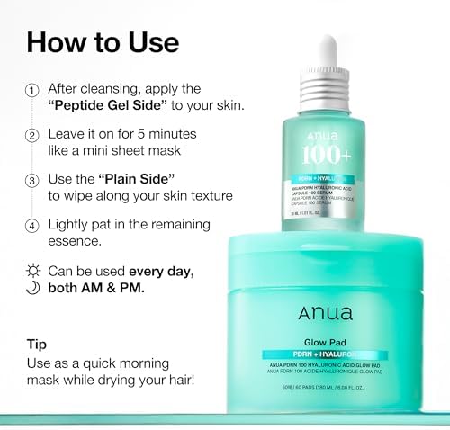 Anua PDRN 100 Hyaluronic Acid, Hydrating Dual-Textured Toner Pads
