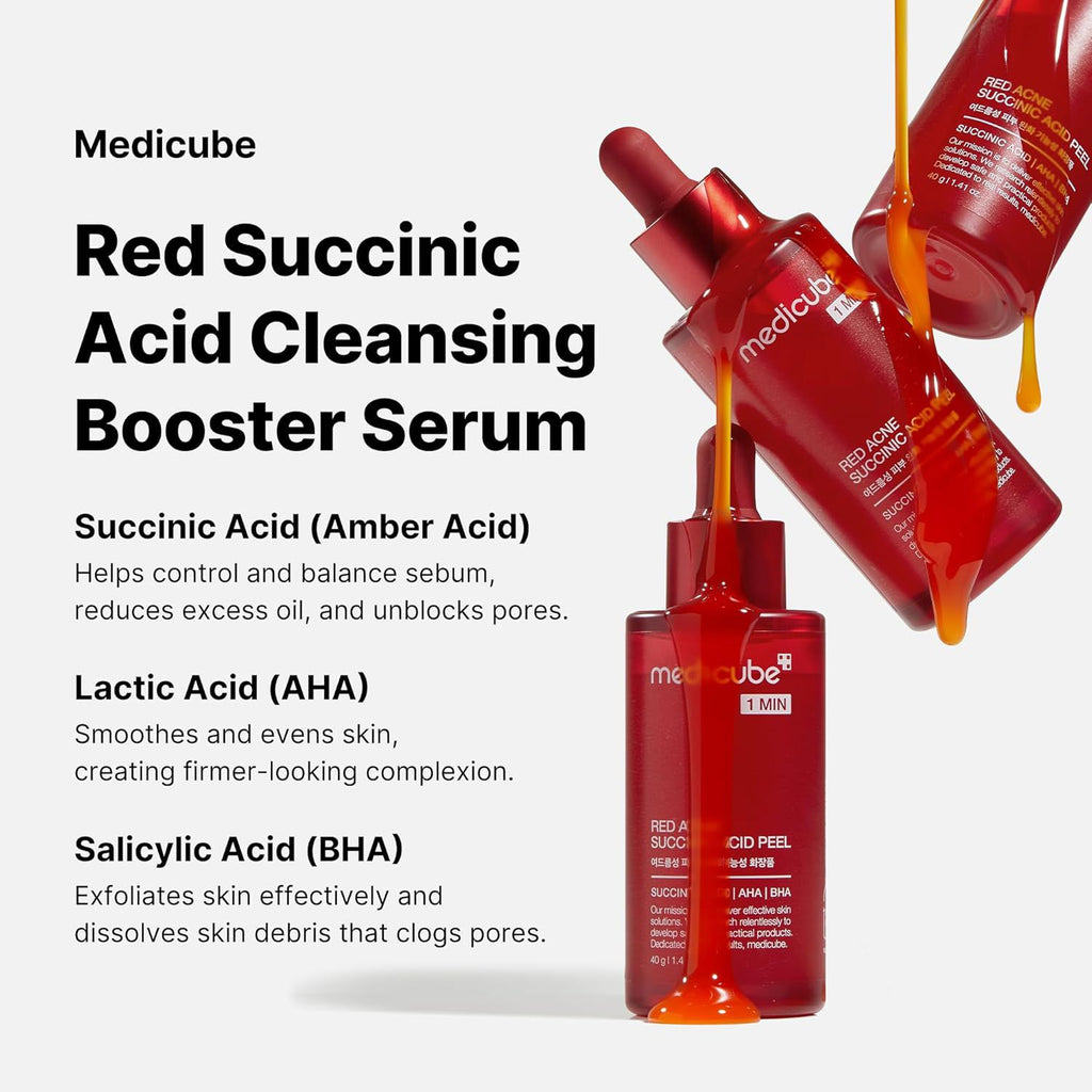 Red acne succinic acid peel